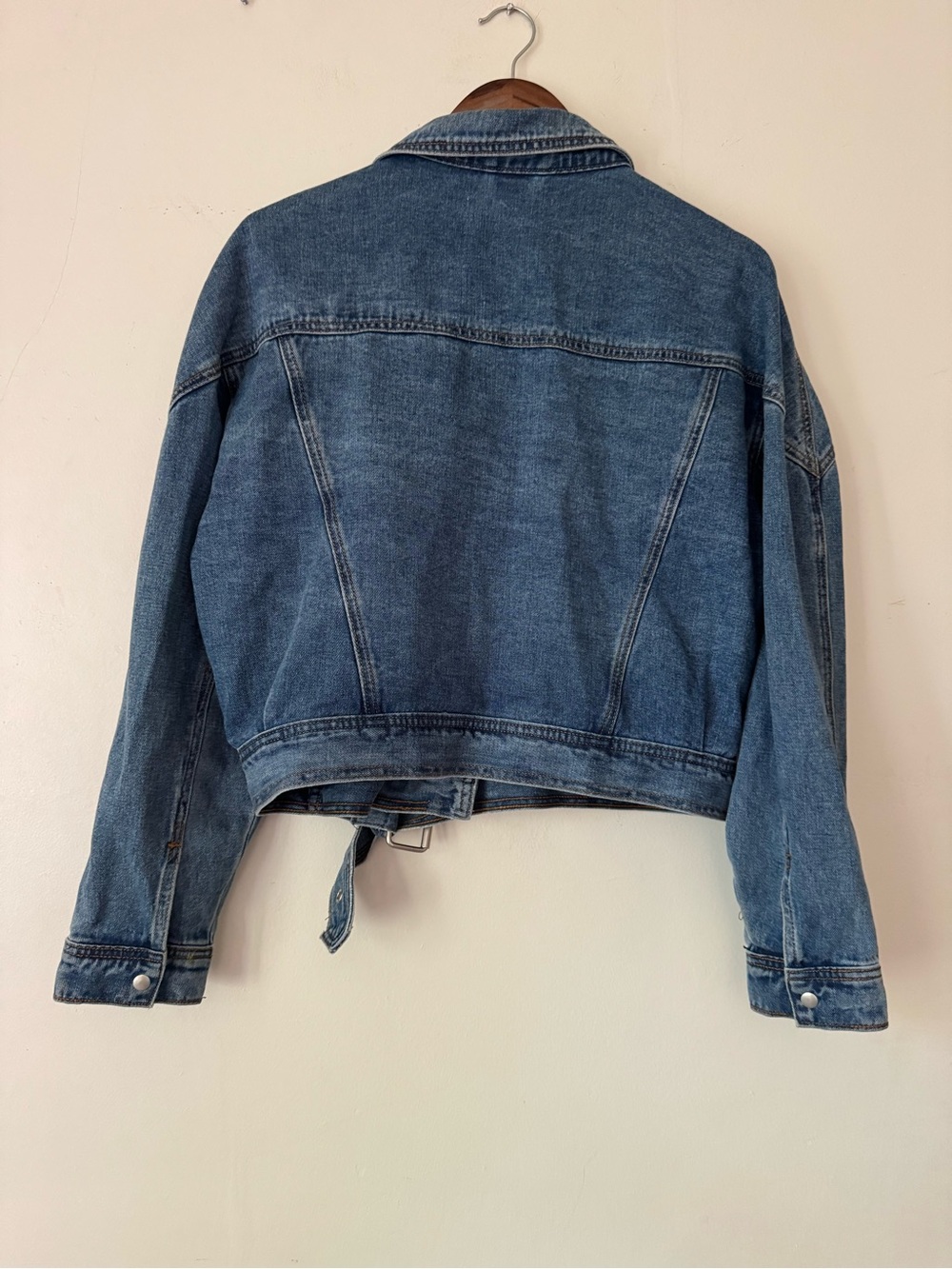 Classic Blue Denim Moto Jacket - Size L - Picture 4 of 5
